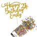Cakeshop Cake Decoration Pack | Happy Birthday Premium Double Sided Glitter Card Cake Topper Sign & 25g Party Pack of Cake Sugar Sprinkles | Custom Name & Age Cake Decorations (Gold) Non-Prime Glitter Card: Gold