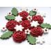 24x Red Roses Holly Leaves Christmas Cake Toppers Edible Winter Sugar Flowers Cake Cupcake Decorations - Buy Online on GoSupps.com