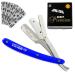 ProMax Care Professional Straight Edge Razor-Barber Razor With 100 Derby Blades-Close Shaving Men's Manual Shaver Safety Stainless Steel With Blue Strong Handle-160-10050