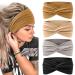 MISUPORVE Boho Wide Headbands for Women Non Slip Stretch Cloth Workout Headband Yoga Running Sport Hairbands Fashion Head Bands for Women's Hair Accessories 4 Pcs