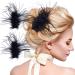 OIIKI 2Pcs Black Ostrich Hair Clip  Feather Hairgrip Retro Hair Jewelry Accessories for Women Bride Party Festival Valentine Wedding Engagement Birthday Christmas