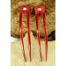 JWL Anodized Aluminum Two Prong Curved Hair Forks - Set of 6 in Hawaiian Style (Red) - Buy Online on GoSupps.com