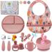 Happydoo |Baby dishes |12 pieces |Baby plate set |Baby dishes with suction cup |Baby dishes |BPA Free |Fruit sucker baby gift |Baby tableware set |In the gift box strong pink