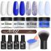 Dip Powder Nail Kit Starter - 4 Colors Stay Navy Blue Dipping Powder Set | DIY Nail Dip Art Kit with Base Activator Top Coat & Brush Saver - Buy Online on GoSupps.com