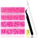 10400PCS Hot Pink Rhinestones, Jelly Resin Rhinestones for Nails, Flatback Non Hotfix Crystals DIY Rhinestones for Crafts with 15 cm Pencil Sharpener and Tweezer & Picker Pen (Rose AB)