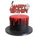 Blumomon 1 Pack Horror Movie Happy Birthday Cake Topper Glitter Halloween Killer Birthday Cake Pick for Bloody Horror Movie Theme Birthday Baby Shower Party Cake Decorations Supplies Killer -1-1