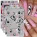 JMEOWIO 6 Sheets Halloween Nail Art Stickers Decals Self-Adhesive Skull Cute Horror Ghost Witchy Spider Web Bat Spook Nail Supplies Nail Art Design Decoration Accessories