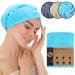 Emmy Home Hair Turban 100% cotton 2 pieces of hair cloth quick -drying turban towel with a button towel for your head and long hair turban hair dryer (2 Set blue) blue X2