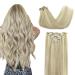 Doores Clip in Extensions Real Hair Ashblond Highlights Platinblond 55cm 22 inch 7 pieces 120g Extensions Remy Remy Clip in hair extension straight natural real hair Extensions 55cm-12M-12A/60A ashblond highlights platinum blonde