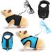 2 Pieces Guinea Pig Clothes Baby Ferret Rats Hamster Soft Mesh Harness Leash Vest Set with Bell for Guinea Pigs Hamster Ferret Rabbit Chinchilla and Similar Small Animals Small Blue Black