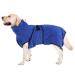 Pettom dog bathrobe microfiber dog towel quickly drying microfiber towel super absorbent comfortable and with adjustable straps for pets dogs and cats blue (m) m blue