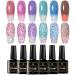 MSRUIOO Reflective Glitter Color Changing Gel Nail Polish Temperature Color Change Glitter Gel Polish Reflective Gel Nail Polish Diamond Glitter Pink Purple Blue Color Changing Nail Polish 2 Colors Changing Gel Nail Polish