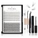 Oreola false eyelashes natural individual eyelashes set 0.07d 8 14mm eyelash cluster 228PCs Bond & Seal eyelash adhesive remover eyelash tweezers 10d+20d single eyelashes DIY eyelash extensions at home kit-10d+20d-12lines-07d-9-14mm