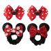 4PCS Mouse Ear Scrunchies & Mouse Ears Hair Bow Clips Red Polka Dot Hair Ties for Girls Women Costume Accessories Birthday Party Decorations