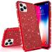 Surakey compatible with iPhone 12/iPhone 12 Pro case blinish glossy glitter shell. Diamond mobile phone case Transparent TPU silicone protection cell phone case Case protective cover for iPhone 12/12 Pro red