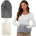 Hot Water Bottle with Cover 2L Large Hot Water Bottle Bag with Hand Pocket Warmer Soft Fleece Cover Rubber Hot Water Bottle with Grey Cover for Back Neck Shoulder and Period Pain Relief Grey Hot Water Bottle with Grey Hands Cover