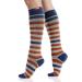 VIM & VIGR Cotton 15-20 mmHg Graduated Compression Socks for Women & Men (Oat & Orange Thick Stripe Small/Medium Wide Calf (4))