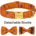 Enchanting Autumn Bow Dog Collar for Small Dogs - Cotton Yellow Collar with Metal Buckle | Perfect Gift for XS Pets - Buy Online on GoSupps.com