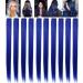 LSKJMO 10PCS Blue Hair Extensions Clip in Colored Hair Extensions for Girls Wig Pieces for Women Colorful Party Highlights Straight Synthetic Mulit-Colors Hairpieces