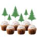 Rsstarxi 24 Pack Glitter Christmas Tree Cupcake Toppers 3 Designs Watercolor Assorted Xmas Green Cupcake Toothpicks for Christmas Winter Holiday Baby Shower Party Cake Decorations Design 20