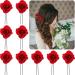 9 Pieces Halloween Rose Flower Hair Clips Elegant Bridal Hair Pins Bridesmaids Head Bobby Pins Hair Accessories for Women and Girls Wedding Halloween Party(Red)