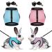 2 pieces of pet dishes and leash for rabbits adjustable rabbit dishes mesh rabbits dishes leash soft dishes for rabbits for small animal hare hamster cat outdoor (blue pink)
