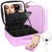 MOMIRA Travel Cosmetic Train Case with Lighted Mirror 3 Color Scenarios Cosmetic Bag Organizer with Adjustable Dividers Makeup Storage for Women Makeup Accessories & Tools Case Purple Purple&Suit