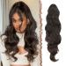 Feshfen ponytail hair part hair extension with cord strain ponytail extension synthetic wavy curly curly curve ponytail extension for women black to brown 60cm 60 cm black to brown