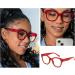 Shop Bold Frame Oversized Blue Light Glasses for Women - Stylish Round Computer Frames in Red | International Shipping - Buy Online on GoSupps.com