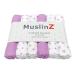 MuslinZ 6pk Baby Muslin Squares Burp Cloths Dribble Cloth Breastfeeding Cover 70x70cm 100% Pure Cotton Absorbent & Breathable (Violet Star)