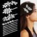 10Pcs Rhinestone Weeding Hair Clips Bridal Hairpin Silver Elegant Hair Barrettes Crystal Bobby Pins Leaf Flower Rhinestone Formal Hair Accessories for Women Girls
