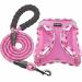 Haapaw dog harness and leash set no pulling adjustable reflective step-in-puppy harness with thick padded vest for extra small/small medium-sized dogs pink L (breast 45.7-50.8 cm weight 6.4-8.6 kg)