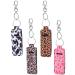 Cow Print Lipstick Holder Keychain Sleeve Set with 10 Metal Chains - Leopard Style - Buy Online on GoSupps.com