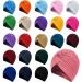 22 Pieces Stretch Turbans Head Beanie Cover Twisted Pleated Headwrap Assorted Colors Hair Cover Beanie Hats for Women Girls Classic Color