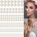 2424 Pcs Hair Pearls Stick Self Adhesive Pearls Stickers  Stick On Pearls  Hair Gems Stick On  Face Pearls  Face Gems  Beige Pearl Stickers for Hair Face Makeup Nail DIY Crafts 18 Sheets