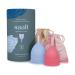 Saalt menstrual cup 2-pack-high-quality design-most convenient period cup-the most choice of active women 12 hours portable-soft flexible reusable medical silicone regular blue/small pink