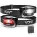 Vont LED Headlamp Batteries Included, 2 Pack IPX5 Waterproof, with Red Light, 7 Modes, Head Lamp, for Running, Camping, Hiking, Fishing, Jogging, Headlight Headlamps for Adults & Kids, Red