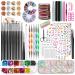Tavada nail art brush and decorations set nail art decoration accessories set 15 PCs brush 5 leaves nail ticker 5 PCs dotted pen rhinestones nails ultra thin nail seed seeds for nail art manicure