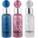 3 Pack HANDAIYAN Holographic Body Glitter Gel Nail Hair Body Face Eye Shadow Mermaid Sequins Chunky Glitter Festival Glitter Makeup for Body Face Hair Makeup (SetB)
