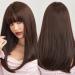 HAIRCUBE Dark Brown Synthetic Women's Wig Long and Straight Cut Layered and Heat Resistant