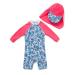 BONVERANO Baby Girls Swimsuit Toddler Bathing Suit Long-Sleeve Zipper One Piece Swimwear with UPF 50+ Sun Protection 18-24 Months Blue / White