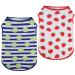 2-pack dog shirt for small dogs-sweet puppy soft vest sleeveless T-shirt summer funny strawberry lemon printing dog clothing light and breathable dog shirts Small strawberry+ striped lemon