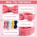 5Pcs Fluffy Face Spa Headbands Set - Coral Fleece Makeup Headbands for Washing Face, Shower, Skin Care - Bow Hair Bands for Slumber Party Supplies - Buy Online on GoSupps.com