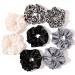 Scrunchies Hair Ties for Girls Women Elastics Bands Ponytail Holder Pack of Neutral Hair Accessories Big Large Scrunchie Cute Hairties for Thick Hair 4MIXED