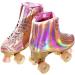 JajaHoho Women's PU Leather Roller Skates | Holographic High Top Quad Skates for Girls | Indoor Pink Rose Gold | US Size 5 - Buy Online on GoSupps.com