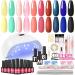 COSCELIA Gel Nail Polish Kit with U V Light Yellow Green Red Black Gel Polish Starter Kit with Glossy & Matte Top Coat Gel Nail Kit with Nail Accessories Gifts for Women