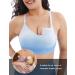 HOFISH Seamless Nursing Sports Bra - Medium Impact Racerback, Blue-White - Pregnancy Padded Breastfeeding Bra - Buy Online on GoSupps.com