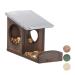 Relaxdays Squirrel Feeder Wooden House Weatherproof Metal Roof Hanging Garden Feeding Station Dark Brown