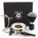 Haryali London Men's 3 Edge Shaving Set with Shaving Brush Stand Bowl and Soap Black 5 Piece Set
