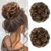 Jjstar 2 piece of hair part with rubber band dutt hair part lured hair tie with hair updos hair extension messy bun hair parts for women girls ponytail dark brown & golden